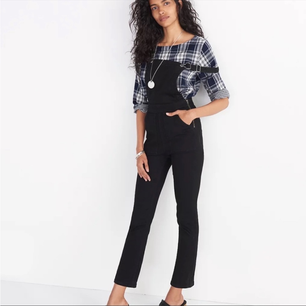 Madewell kick flare overalls in black frost